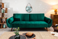 DIVANI Retro Schlafsofa 220cm Samt 3er Sofa mit Bettfunktion