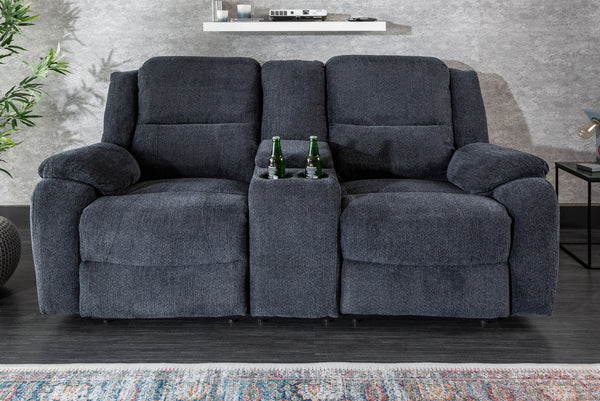 HOLLYWOOD Exclusive 2-seater cinema armchair dark gray TV armchair with cup holder