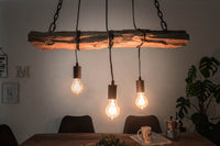 BARRACUDA Industrial hanging lamp 70cm recycled solid wood with 3 lights