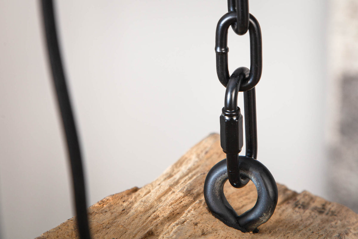 BARRACUDA Industrial hanging lamp 70cm recycled solid wood with 3 lights