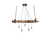BARRACUDA Industrial hanging lamp 152cm recycled solid wood with 5 lights