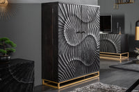 SCORPION Solid bar cabinet 141cm black mango wood with 3D carvings