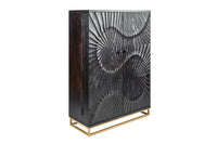 SCORPION Solid bar cabinet 141cm black mango wood with 3D carvings