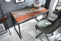 ELEMENTS Elegant Desk 118cm Sheesham Smoke Finish Metal Frame