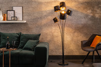 LEVELS Design Stehlampe 176cm mit 5 Leinenschirmen schwarz gold Stehleuchte