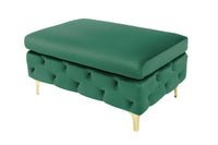 MODERN BAROCK Chesterfield Sitzhocker 92cm smaragdgrün Samt Fußhocker