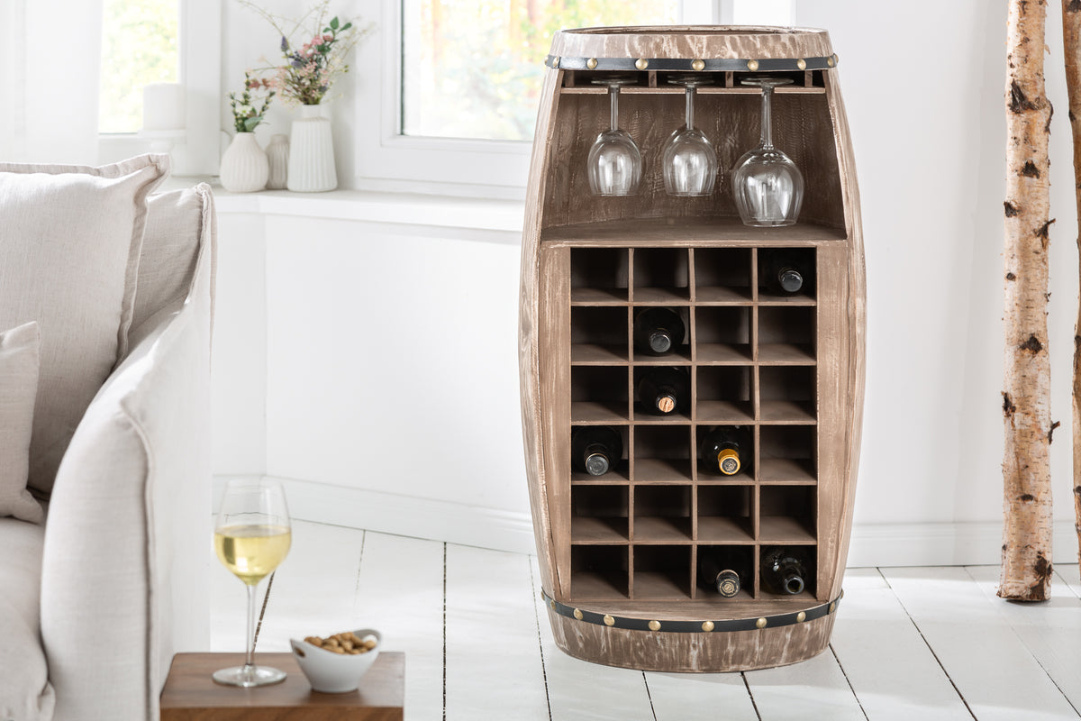 BODEGA Shabby Chic wine rack 97cm pine wine barrel for 24 bottles