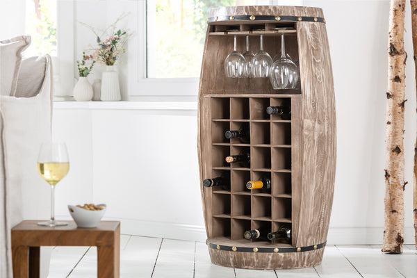 BODEGA Shabby Chic wine rack 97cm pine wine barrel for 24 bottles