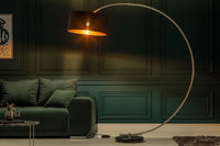 Dimmbare Bogenlampe PYTHON 190cm schwarz gold Retro Bogenleuchte