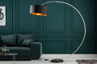 Dimmbare Bogenlampe PYTHON 190cm schwarz gold Retro Bogenleuchte