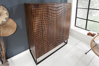 ILLUSION Massives Highboard 120cm Mangoholz Retro Design mit aufwändiger Front