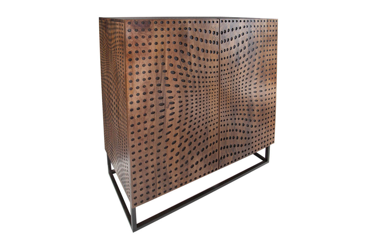 ILLUSION Massives Highboard 120cm Mangoholz Retro Design mit aufwändiger Front