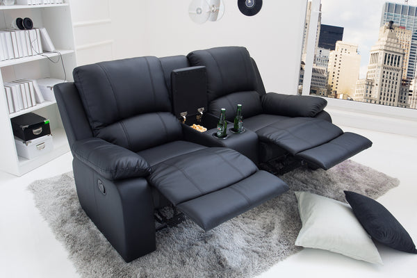 HOLLYWOOD Exclusive 2-seater cinema armchair 190cm black TV armchair with cup holder
