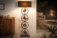 ELEMENTS Design Stehlampe 147cm schwarz Baumwollschirm Fuß mit Massivholz