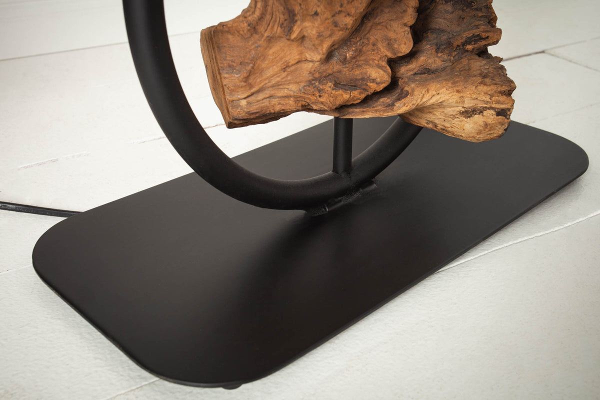 ELEMENTS Design Stehlampe 147cm schwarz Baumwollschirm Fuß mit Massivholz