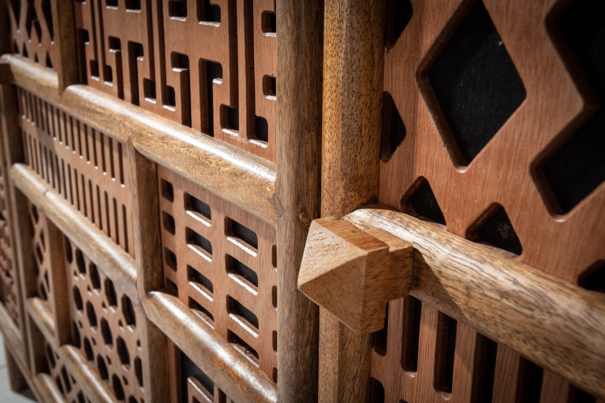MARRAKESCH Solid sideboard 160cm mango wood with boho style decoration
