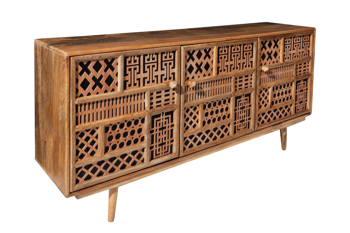 MARRAKESCH Solid sideboard 160cm mango wood with boho style decoration