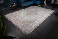 PURE UNIQUE Orientalischer Baumwoll-Teppich XXL 350x240cm antik grau geometrische Muster