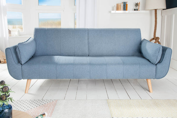 DIVANI Design Schlafsofa 220cm hellblau Bettfunktion 3er Sofa Scandinavian Design