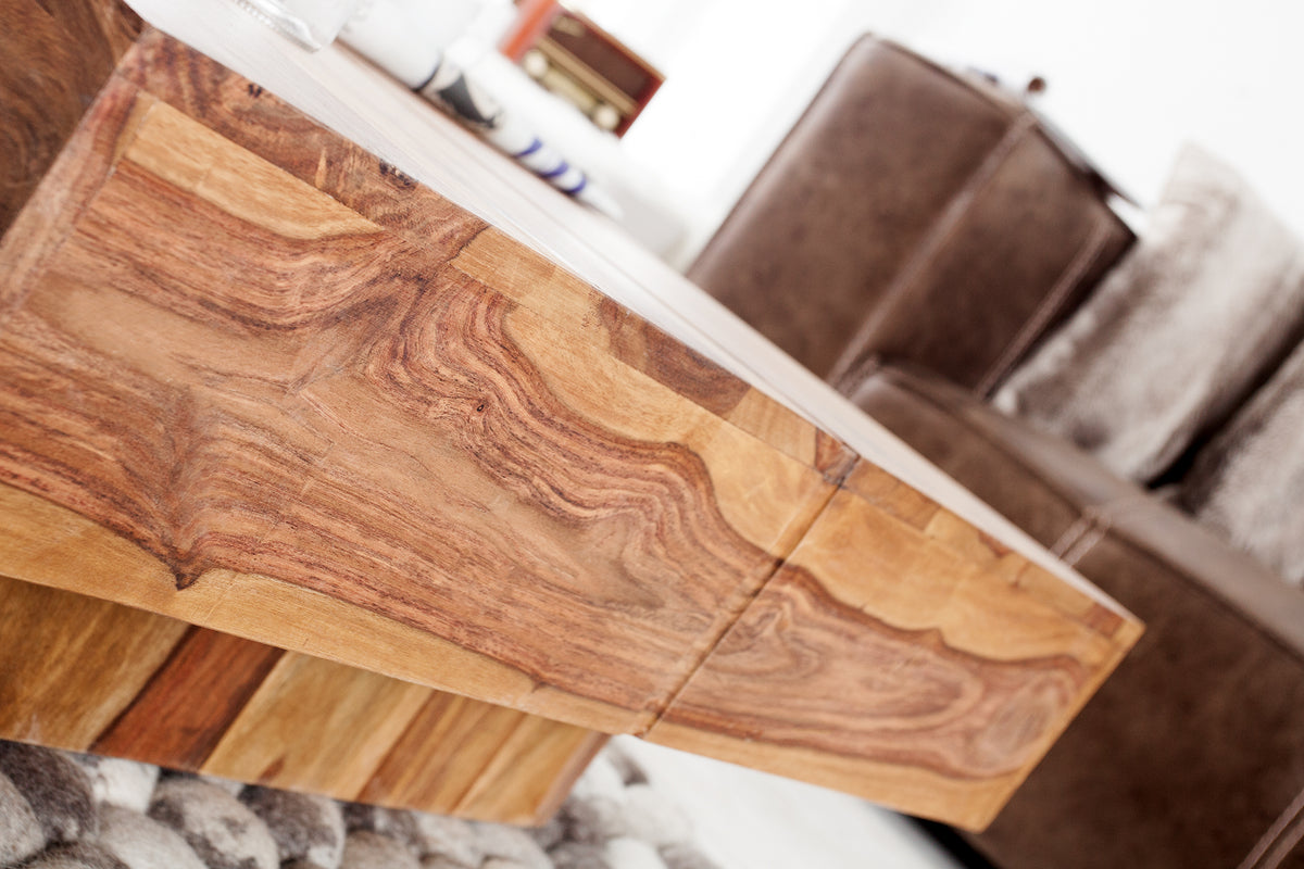 BOLT Massiver Design Couchtisch 70cm Sheesham stone finish Handarbeit