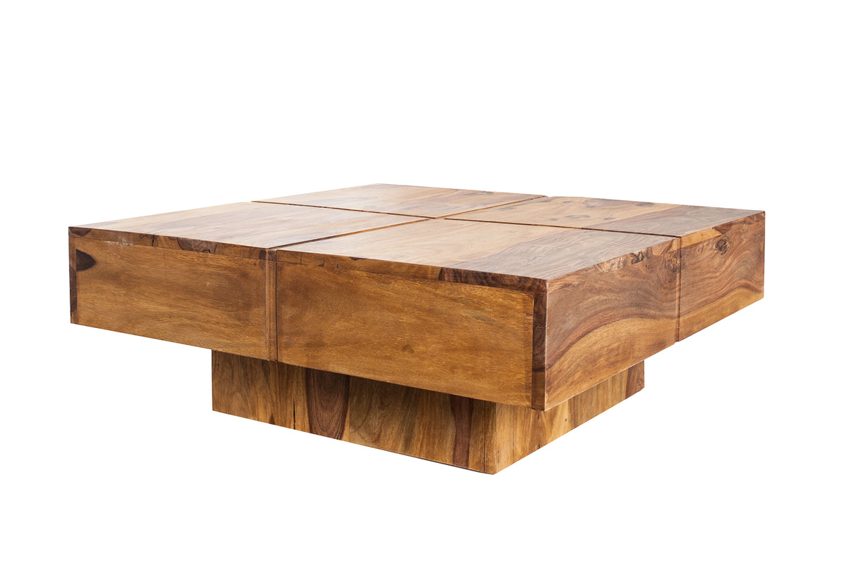 BOLT Massiver Design Couchtisch 70cm Sheesham stone finish Handarbeit