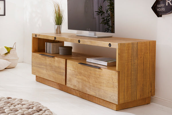 FINCA Solid TV lowboard 150cm natural recycled pine wood industrial design