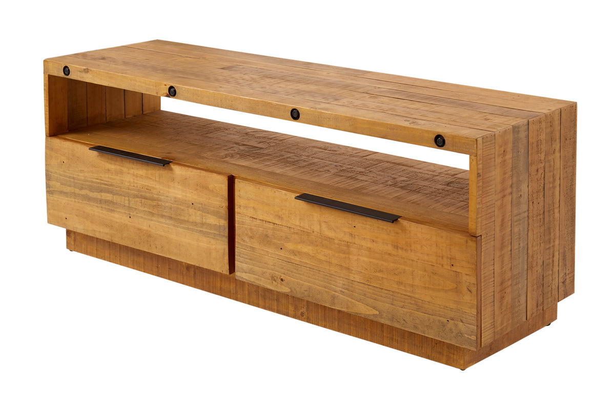FINCA Solid TV lowboard 150cm natural recycled pine wood industrial design