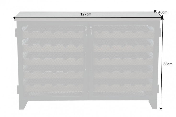 BODEGA Industrial Weinschrank 127cm recyceltes Pinienholz grau Weinregal für 55 Flaschen
