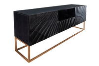 SCORPION Solid TV lowboard 160cm black mango wood elaborate 3D carvings