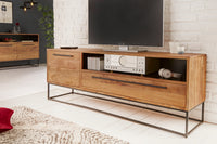 STRAIGHT Solid TV lowboard 165cm acacia wood natural black industrial style