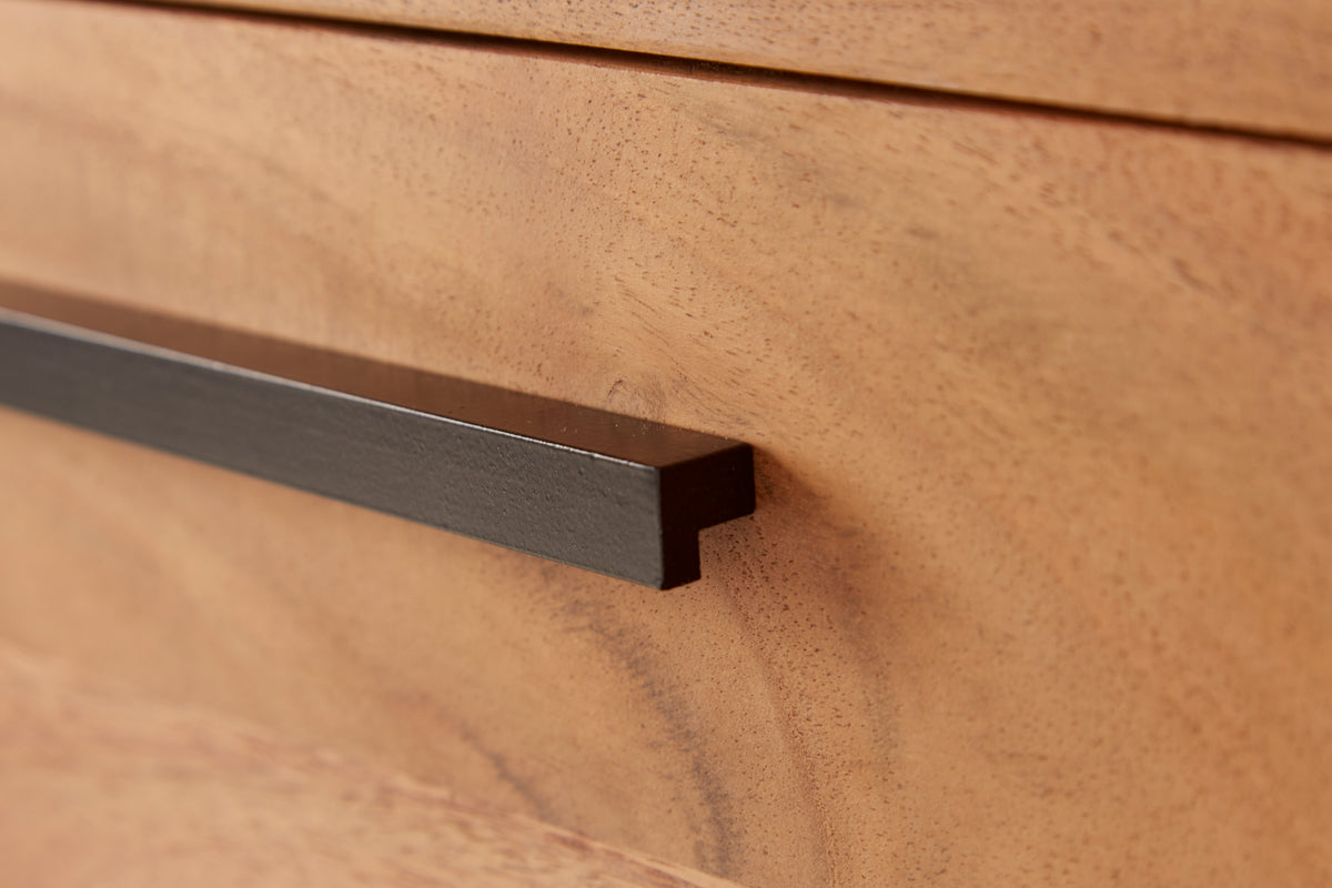 STRAIGHT Solid TV lowboard 165cm acacia wood natural black industrial style
