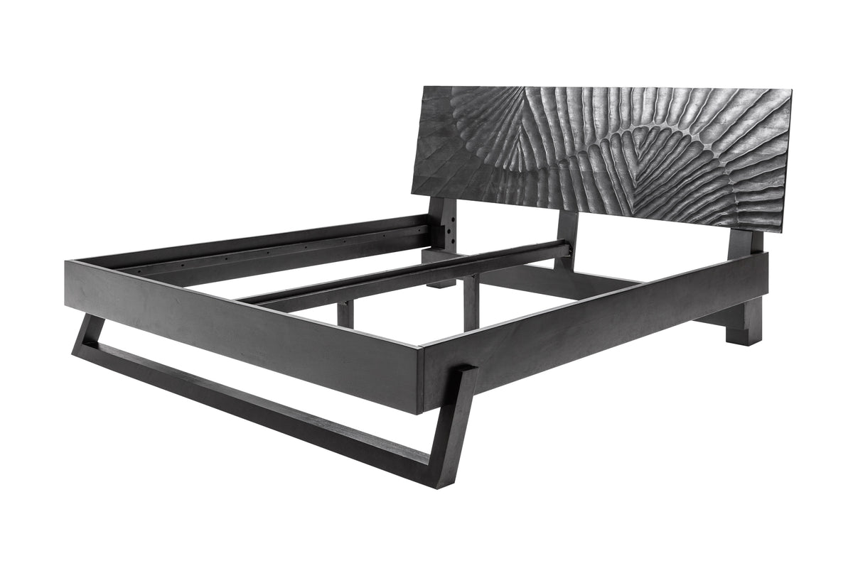 Design Bett SCORPION 180x200cm schwarz Mangoholz 3D Schnitzerei Massivholz Doppelbett