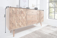 MYSTIC LIVING Massives Sideboard 145cm Akazie natur 3D Oberfläche Massivholz
