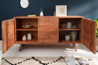 MYSTIC LIVING Massives Sideboard 145cm Akazie natur 3D Oberfläche Massivholz