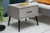 FAMOUS Retro Nachttisch 45cm Samt mit Schublade