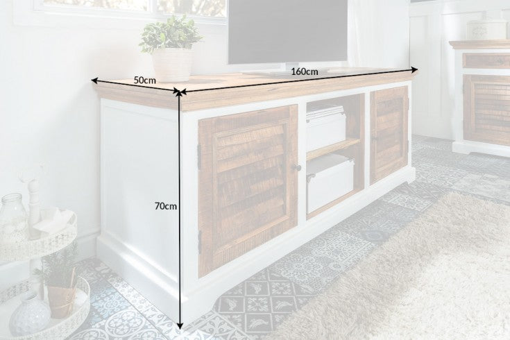 LONG Elegant TV lowboard ISLAND 160cm mango wood country house style
