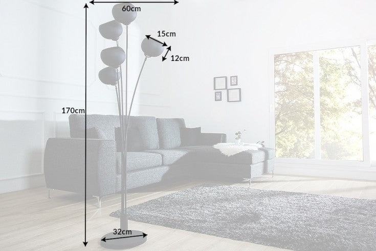 Elegante Design Stehlampe MAGMA 170cm schwarz gold Stehleuchte
