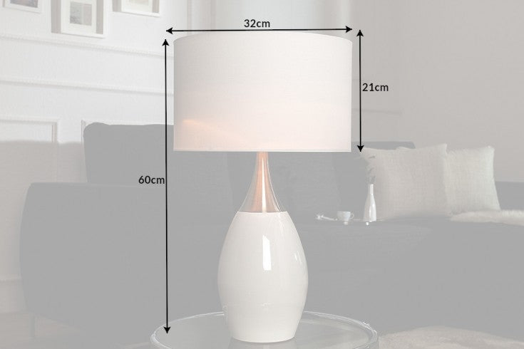 CARLA Moderne Tischlampe 60cm mit Leinenschirm