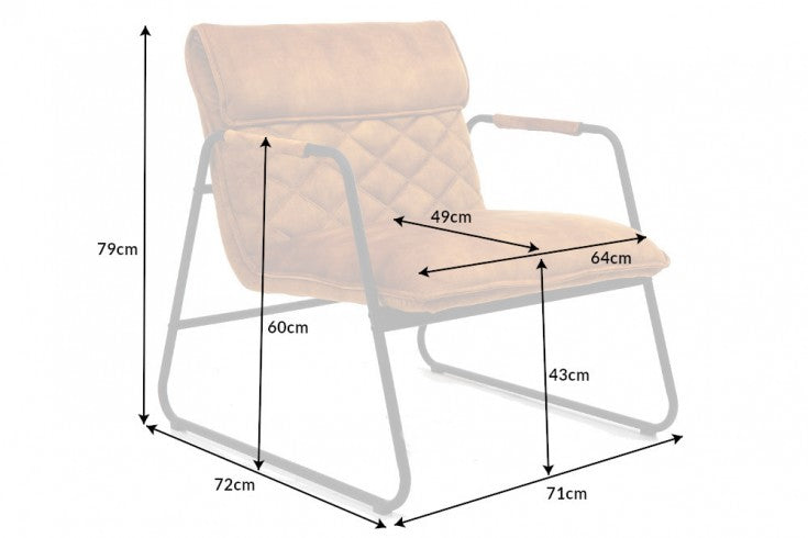 MUSTANG LOUNGER Retro lounge chair antique with decorative quilting