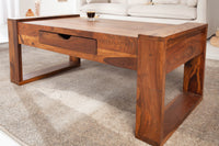 Massivholz Couchtisch MARKANT 100cm Sheesham mit Schublade Stauraum