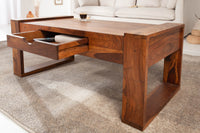 Massivholz Couchtisch MARKANT 100cm Sheesham mit Schublade Stauraum