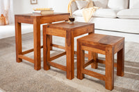 MONSOON Handgefertigte Beistelltische 3er Set 45cm Sheesham Holz