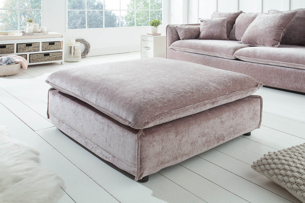 Großer Hussenhocker HEAVEN 100cm Samt Landhausstil