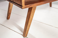 RETRO Handgearbeiteter Couchtisch 100cm Sheesham Massivholz mit Schubladen