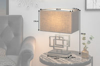 Moderne Tischleuchte ATLANTIS 56cm silber Stoffschirm schwarz Marmor Lampe