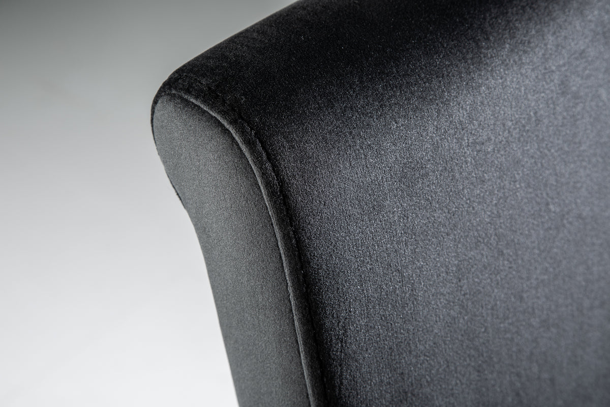 Eleganter Stuhl MODERN BAROCK schwarz Samt Stuhlbeine aus Edelstahl