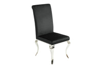 Eleganter Stuhl MODERN BAROCK schwarz Samt Stuhlbeine aus Edelstahl