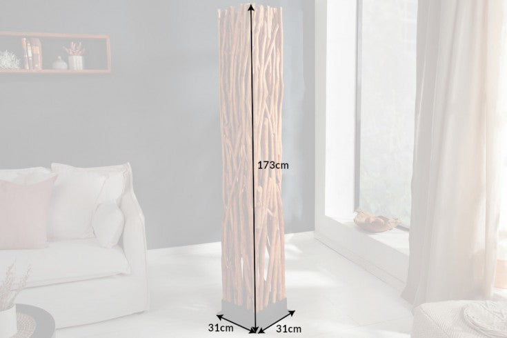 Handgefertigte Stehlampe NATURE ART 173cm aus Longan-Massivholz