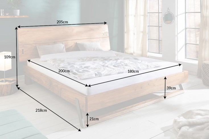 Massivholz Bett AMAZONAS 180x200cm Akazie Baumkante natur Doppelbett