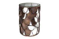 ABSTRACT Industrial Beistelltisch 55cm antik Messing im Fischschuppen Design
